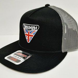 Triumph Motorcycles Vintage Style Flat Bill Trucker Mesh Biker Club Gang Gear Ha